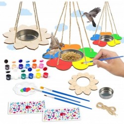 4Pack Wooden Bird Feeders Craft Kits for Kids Art and Crafts Bird Feeder Paint Kits with Paints Brushes and Diamond Sticker H...