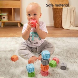 Baby Blocks Soft Baby Building Blocks for Toddlers Chewing Toys Educational Baby Bath Toys Play with Numbers Shapes Animals L...