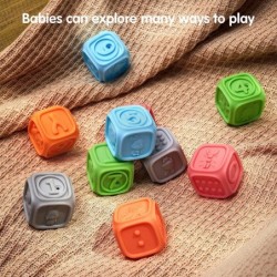 Baby Blocks Soft Baby Building Blocks for Toddlers Chewing Toys Educational Baby Bath Toys Play with Numbers Shapes Animals L...