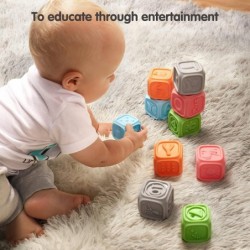 Baby Blocks Soft Baby Building Blocks for Toddlers Chewing Toys Educational Baby Bath Toys Play with Numbers Shapes Animals L...