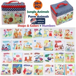 Baby Flash Cards Baby Toy 28PCS Flash Cards for Toddlers 1-2 2-4 Years Learning Toys Soft Alphabet ABC Zoo Jungle Farm Cloth ...