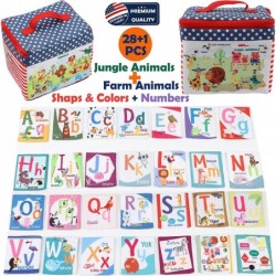 Baby Flash Cards Baby Toy 28PCS Flash Cards for Toddlers 1-2 2-4 Years Learning Toys Soft Alphabet ABC Zoo Jungle Farm Cloth ...