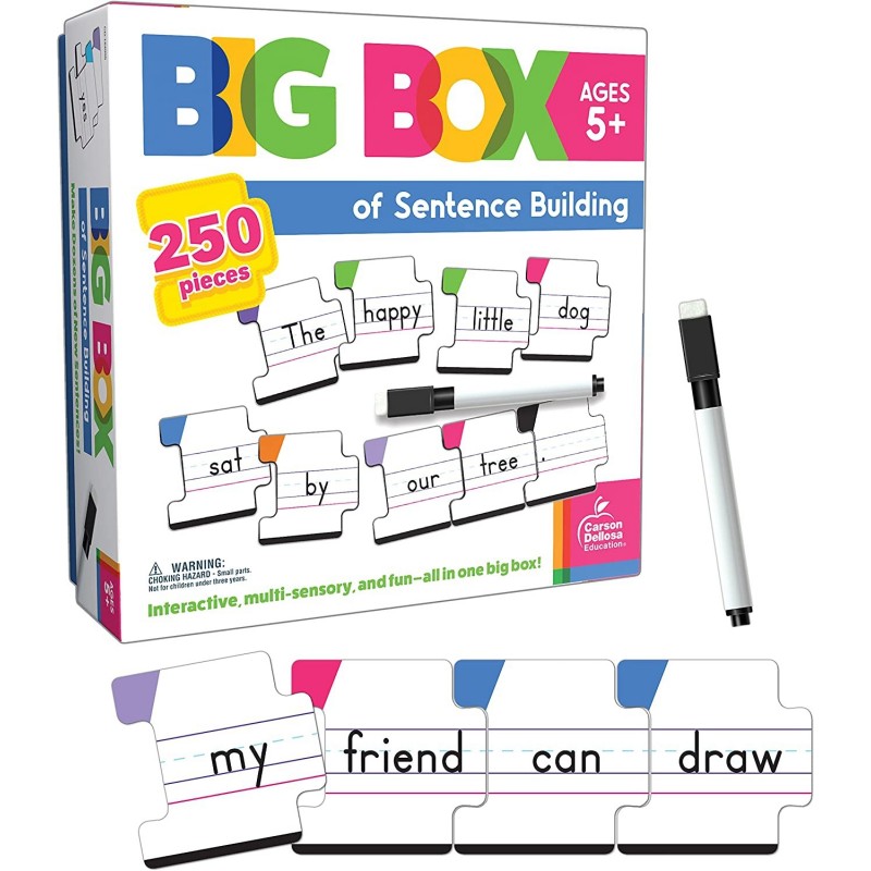 Carson Dellosa Big Box of Sentence Building Game Puzzle Box with Sight Words Word Families and Digraphs Dry Erase Sentence St...