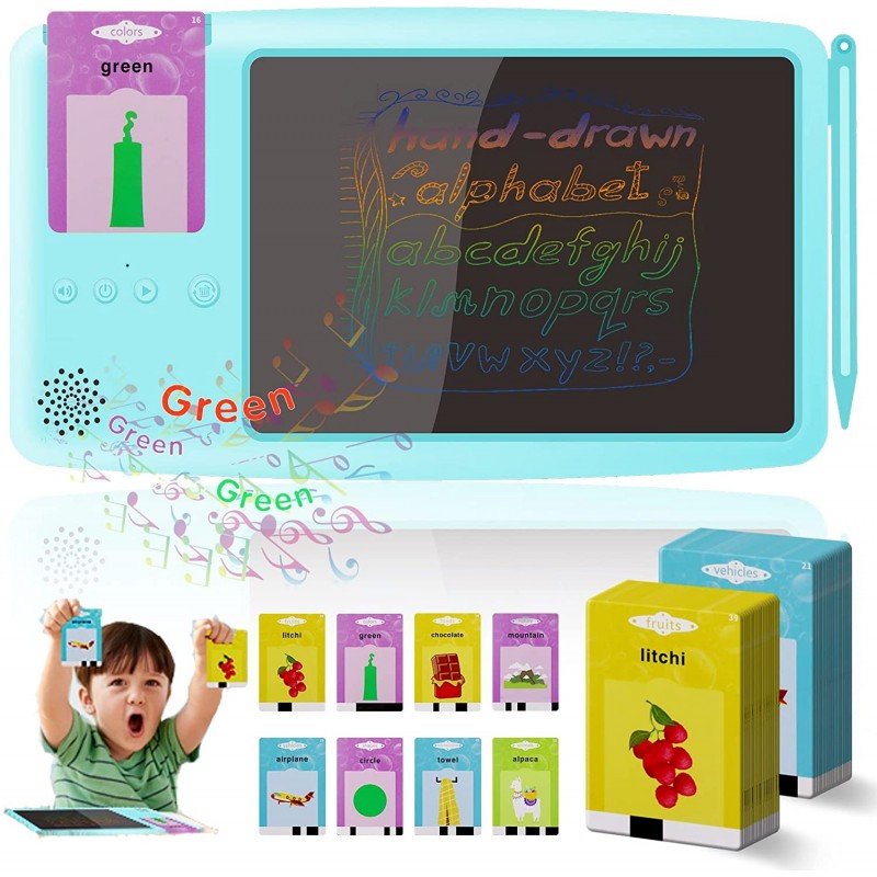 Toddler Toys for 2 3 4 5 Year Old Boys and Girls Speech Therapy Sensory Toys for Autism Talking Flash Cards 10'' LCD Writing ...