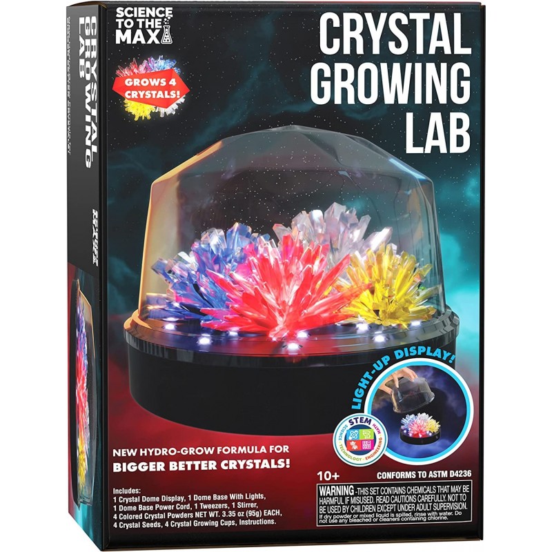 Science Kit For Kids Crystal Growing Kit + Light Up Display Dome for Kids by Creative Kids Make Your Own Grow 4 Large Crystal...