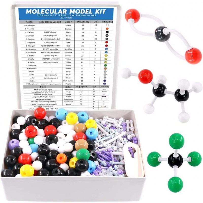 267 Pcs Organic Chemistry Molecular Model Student and Teacher Kit Chemistry Molecular Model Student and Teacher Set - 116 Ato...