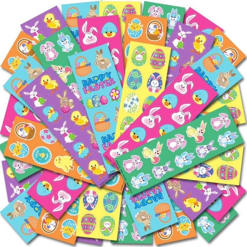 Assorted Easter Stickers for Kids - 100 Sheets with Over 1000 Stickers - Assorted Vibrant Colors and Designs - Cute Surprise ...