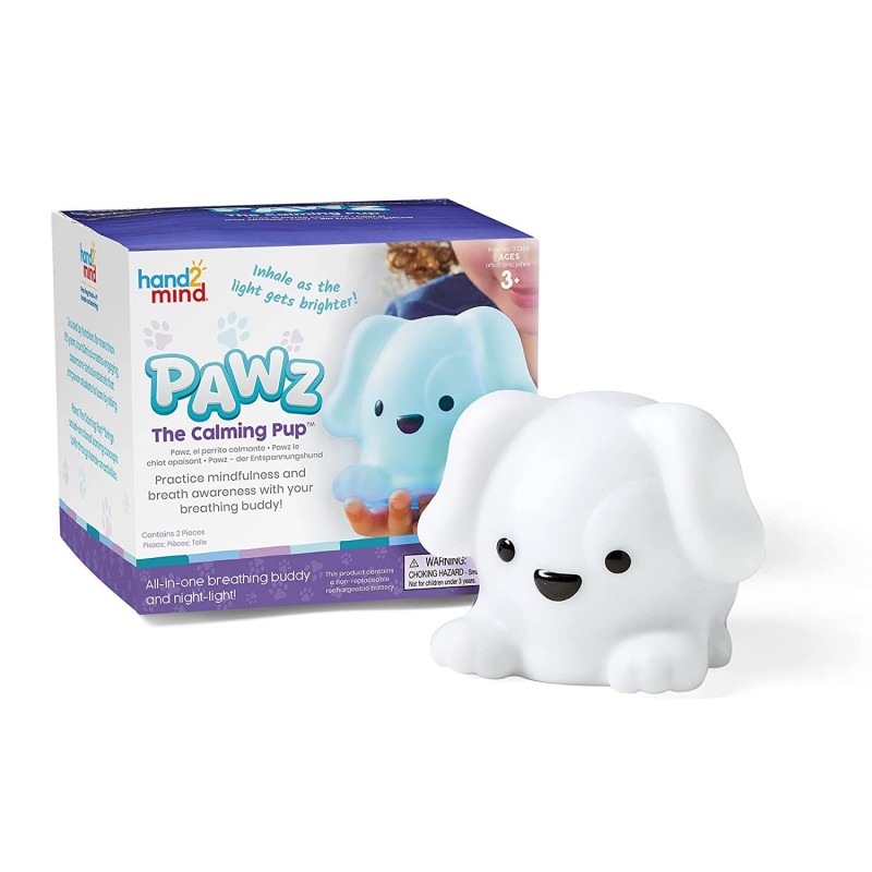 PAWZ The Calming Pup Learn Deep Breathing Rechargeable Animal Night Light Kids Anxiety Relief Mindfulness for Kids Calm Down ...