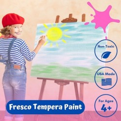 Fresco Tempera Paint For Arts & Crafts - Vibrant Premium Craft Paint In Primary Colors - Non-Toxic Paint For Paper Poster Boa...