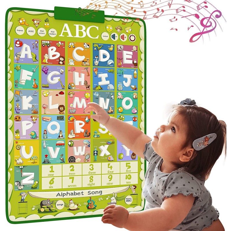 ABC Learning for Toddlers 100 Words and ABC Letter Poster Learning Toys for 3 - 6 Year Old Electronic Interactive Wall Chart ...