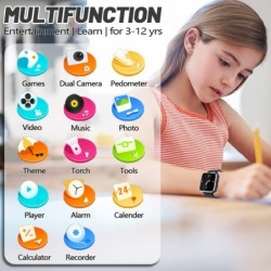 Kids Smart Watch for Boys Girls Ages 3-12 Learning Toys with 24 Puzzle Game Dual Camera Music Video Player Pedometer Flashlig...