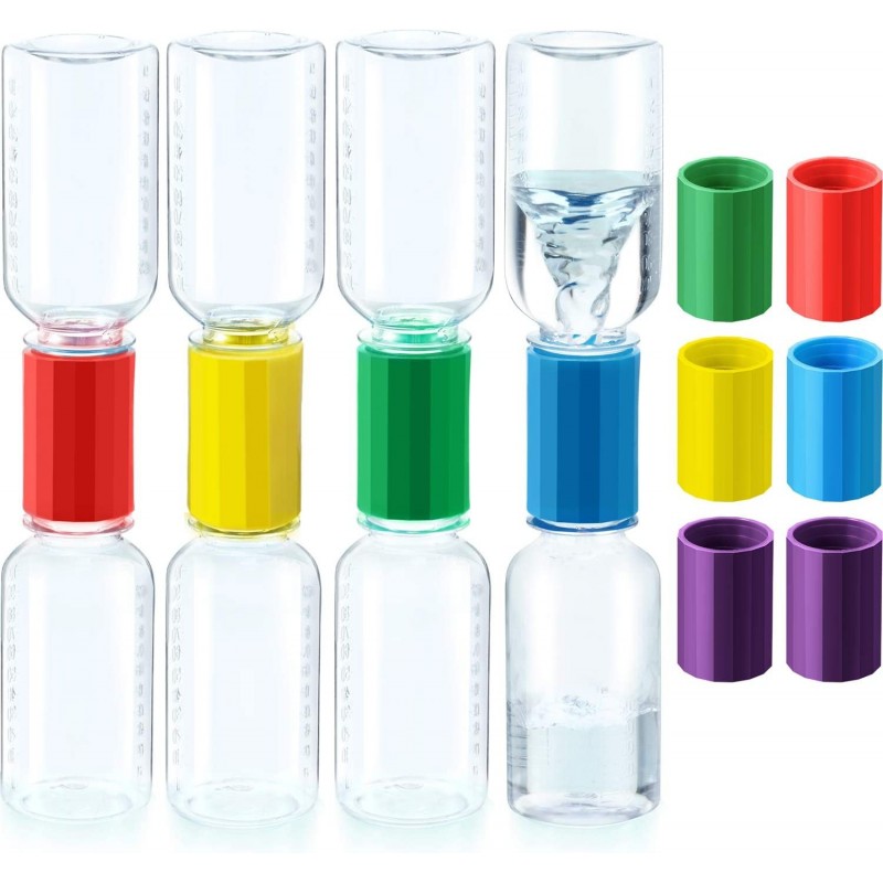 18 Pieces Tornado Tube Bottle Connector Cyclone Tube for Scientific Experiment Including 8 Small Tornado Bottle and 10 Tornad...