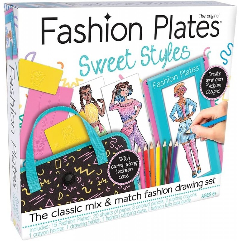 Fashion Plates Sweet Styles — Mix-and-Match Drawing Set and Travel Case — Make 100s of Fabulous Fashion Designs — Ages 6+ $41...