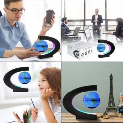 Upgraded Magnetic Levitation Floating World Map Globe with C Shape Base Floating Globe with LED Lights Great Fathers Students...