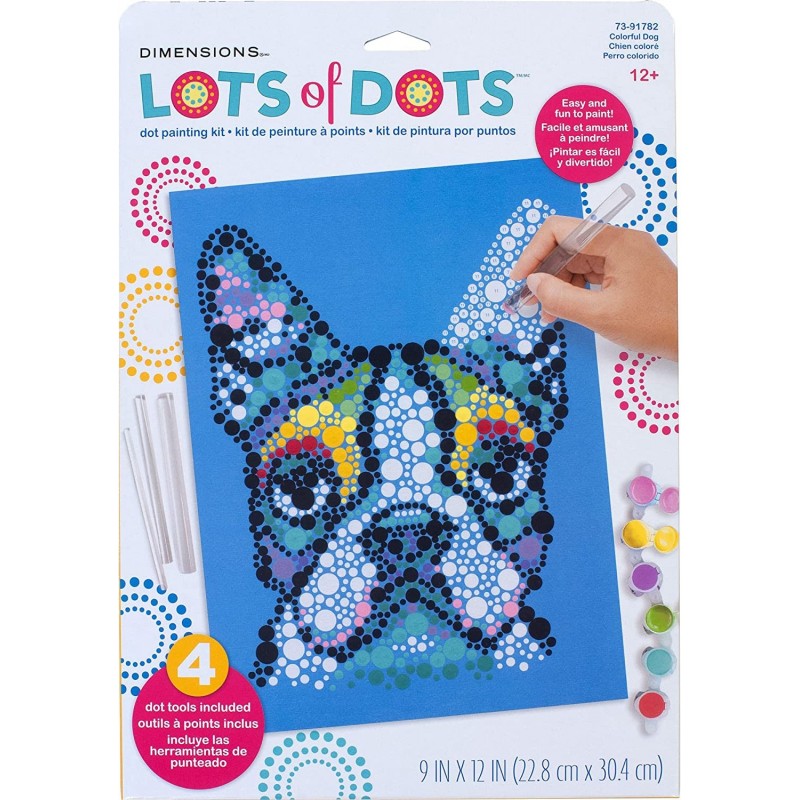 Colorful Dog Dot Painting Kit for Adults and Kids Finished Project 10" x 10" Multicolor 18 Piece $27.31 Kids' Drawing & Writi...