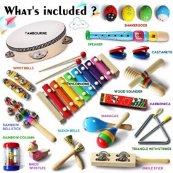 Toddler Musical Instruments Wooden Percussion Instruments Toy for Kids Baby Preschool Educational Musical Toys Set for Boys a...