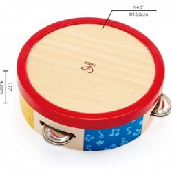 Tap-Along Tambourine | Wooden Tambourine Drum for Kids Musical Instrument for Children 12 Months and Up Multicolor L: 6.5 W: ...