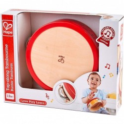 Tap-Along Tambourine | Wooden Tambourine Drum for Kids Musical Instrument for Children 12 Months and Up Multicolor L: 6.5 W: ...