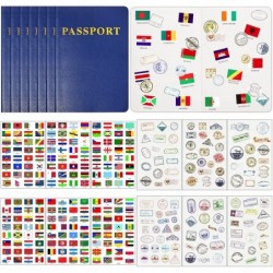 Kids Passport Sticker Book Set Travel Passports with World Flag Sticker Airplane Stickers Stamp Collecting Supplies Travel Pa...