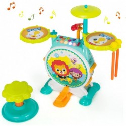 Kids Drum Set Electric Musical Instruments Toy with Working Microphone 2 Drum Sticks Lights Adjustable Sound Bass Drum Pedal ...