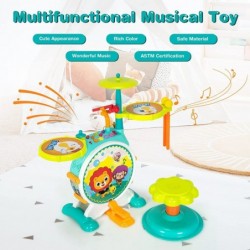 Kids Drum Set Electric Musical Instruments Toy with Working Microphone 2 Drum Sticks Lights Adjustable Sound Bass Drum Pedal ...