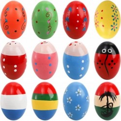 24 Pieces Wooden Egg Shakers Maracas Percussion Musical Eggs for Kids Musical Instruments Toys for Toddler Baby Music Learnin...