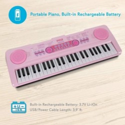 Electric Keyboard Piano for Kids-Portable 49 Key Electronic Musical Karaoke Keyboard Learning Keyboard for Children w/Drum Pa...