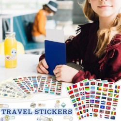 Kids Passport Sticker Book Set Travel Passports with World Flag Sticker Airplane Stickers Stamp Collecting Supplies Travel Pa...