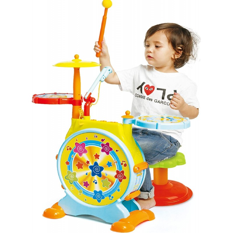 Kids Drum Set - Toddler Drum Set Includes Toy Microphone Adjustable Sound Bass Electric Drums & Drum Sticks (for Ages 3-6) $9...