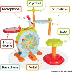 Kids Drum Set - Toddler Drum Set Includes Toy Microphone Adjustable Sound Bass Electric Drums & Drum Sticks (for Ages 3-6) $9...