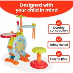 Kids Drum Set - Toddler Drum Set Includes Toy Microphone Adjustable Sound Bass Electric Drums & Drum Sticks (for Ages 3-6) $9...