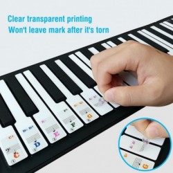 Piano Stickers for Keys Removable Colorful Piano Keyboard Stickers for 61 Full Set Stickers for Kids Beginner Learning Piano ...