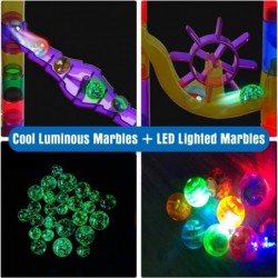 166Pcs Glowing Marble Run for Kids - Marble Maze & Building Block Brain Game STEM Toys Super Fun Gifts for Kids Boys Girls Ag...