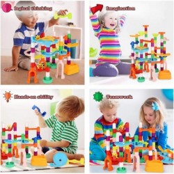 Marble Run 135 PCS Marble Maze Building Block Toys Gravitrax Marble Run for Kids STEM Learning Toys Marble Track Race Tower M...