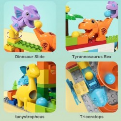 Marble Run Building Blocks Dino Toys: STEM Ball Race Track for Boys & Girls with Functional Dinosaur Building Blocks Marbles ...