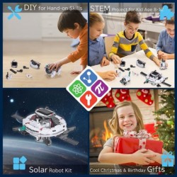 STEM Projects for Kids Age 8-12 Solar Robot Learning Building Science Kit with Solar Panel & Battery Powered 6 in 1 Experimen...