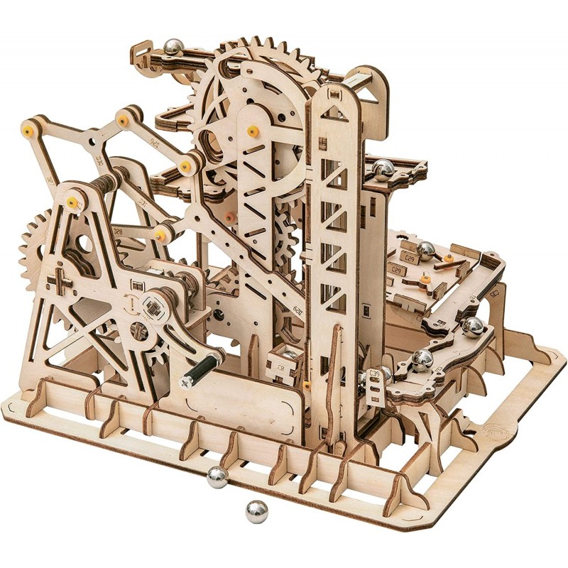 3D Wooden Puzzle Brain Teaser Toys Mechanical Gears Kit Unique Craft Kits Tower Coaster with Steel Balls Executive Desk Toys ...