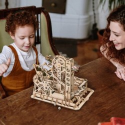 3D Wooden Puzzle Brain Teaser Toys Mechanical Gears Kit Unique Craft Kits Tower Coaster with Steel Balls Executive Desk Toys ...