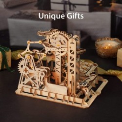 3D Wooden Puzzle Brain Teaser Toys Mechanical Gears Kit Unique Craft Kits Tower Coaster with Steel Balls Executive Desk Toys ...