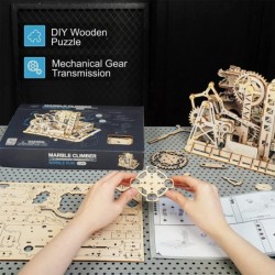 3D Wooden Puzzle Brain Teaser Toys Mechanical Gears Kit Unique Craft Kits Tower Coaster with Steel Balls Executive Desk Toys ...