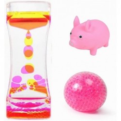 Sensory Toys Set Liquid Motion Bubbler with 2 pcs Stress Toys Fidget Timer Liquid Toy Water Bead Stress Ball Squishies Squeez...