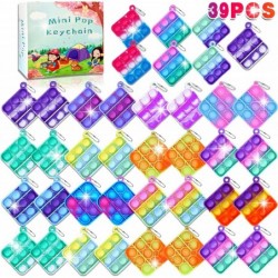 39 pcs Mini pop Keychain Fidget Toys Stress Relief Hand Toys Mini Pop Push it Fidget Toy Keychain for Kids Adults Mini Pop Bu...