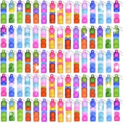 75 Pcs Mini Pop Fidget Keychain Toys Valentines Day Gifts for Kids Mini Pop Bulk Party Favors for Kids 3-5 4-8 Push Popping B...