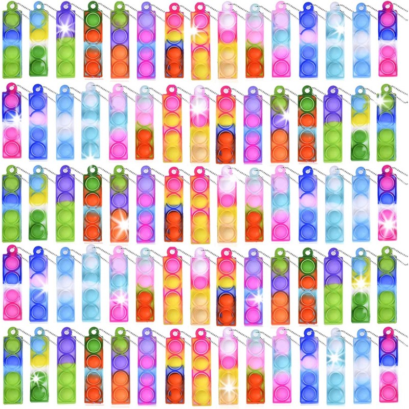 75 Pcs Mini Pop Fidget Keychain Toys Valentines Day Gifts for Kids Mini Pop Bulk Party Favors for Kids 3-5 4-8 Push Popping B...