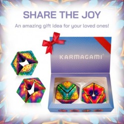 Karmagami “Pixels” and Boho 2 Pack Sensory Toy for Kids - Kaleidocycle Fidget Toy for Adults to Stay Calm & Focused - Tear-Re...