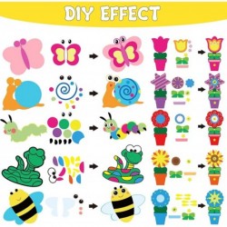 40 Packs Flowers Bug Craft Kits for Kids DIY Spring Crafts for Kids Sticker Art Craft for Early Education Insect Craft Set fo...