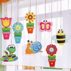 40 Packs Flowers Bug Craft Kits for Kids DIY Spring Crafts for Kids Sticker Art Craft for Early Education Insect Craft Set fo...