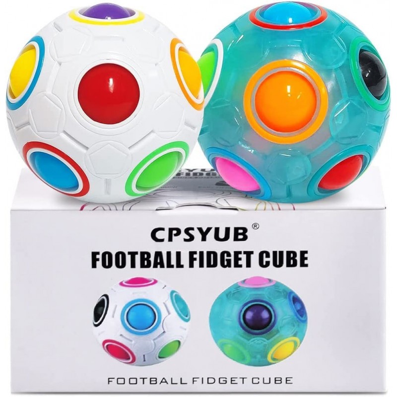 Rainbow Magic Ball Cube 2 Pack Magic Rainbow Ball Fidget Sensory Ball Brain Teasers Games for Puzzle Bundle Stress Fidget Toy...