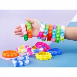 80Pcs Pop Bracelet Fidget Toy Wearable Fidget Bracelets Push Poping Bubble Sensory Toys Stress Relief Finger Press Silicone W...