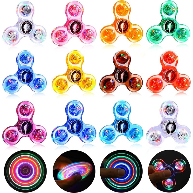 Fidget Spinners 12 Pack Valentines Gifts Party Favors Led Light Up Fidget Toys for Kids Bulk Goodie Bag Stuffers Fidget Packs...